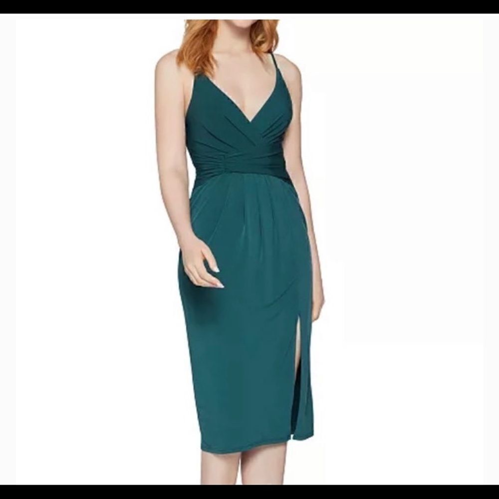 BCBGeneration Twisted Surplice Sheath Dress Bright Elm Size XS Tall
